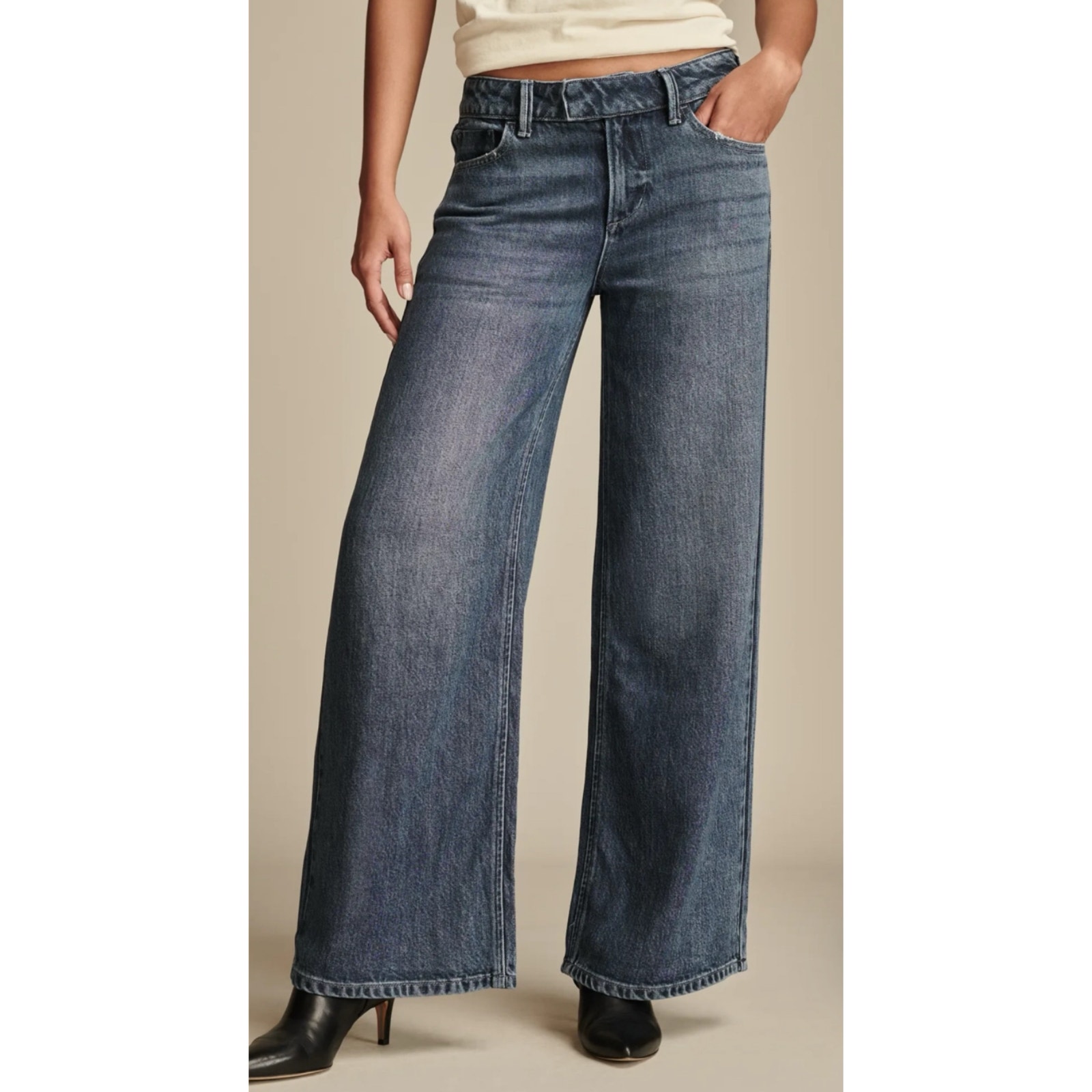 Lucky Brand Wide Leg Liquid Denim Luxe Palazzo Women's 30 Relax Lighwiaght