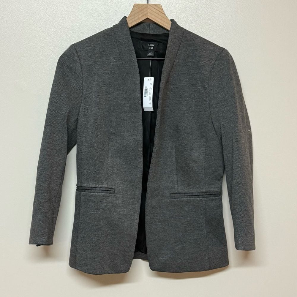 J. Crew 365 Going Out Blazer Jacket Womens 4 Gray Stretch Twill Academia NWT