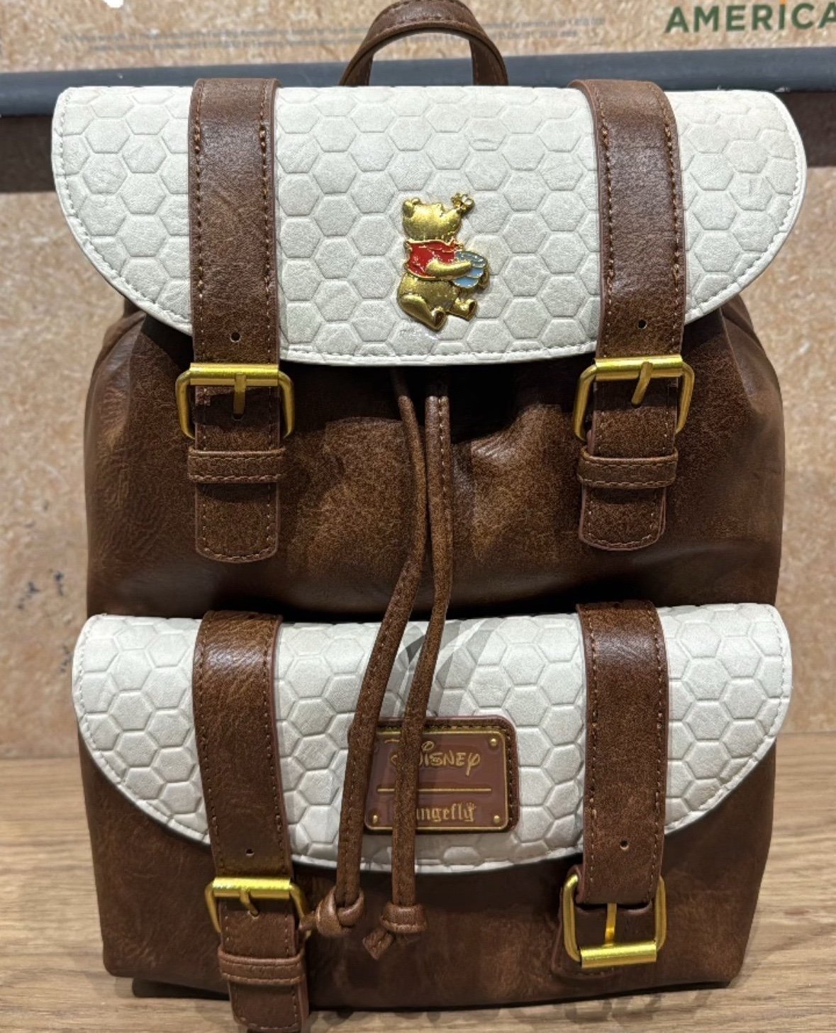 Loungefly Disney Winnie the Pooh Honeycomb Flap Mini Backpack NWT