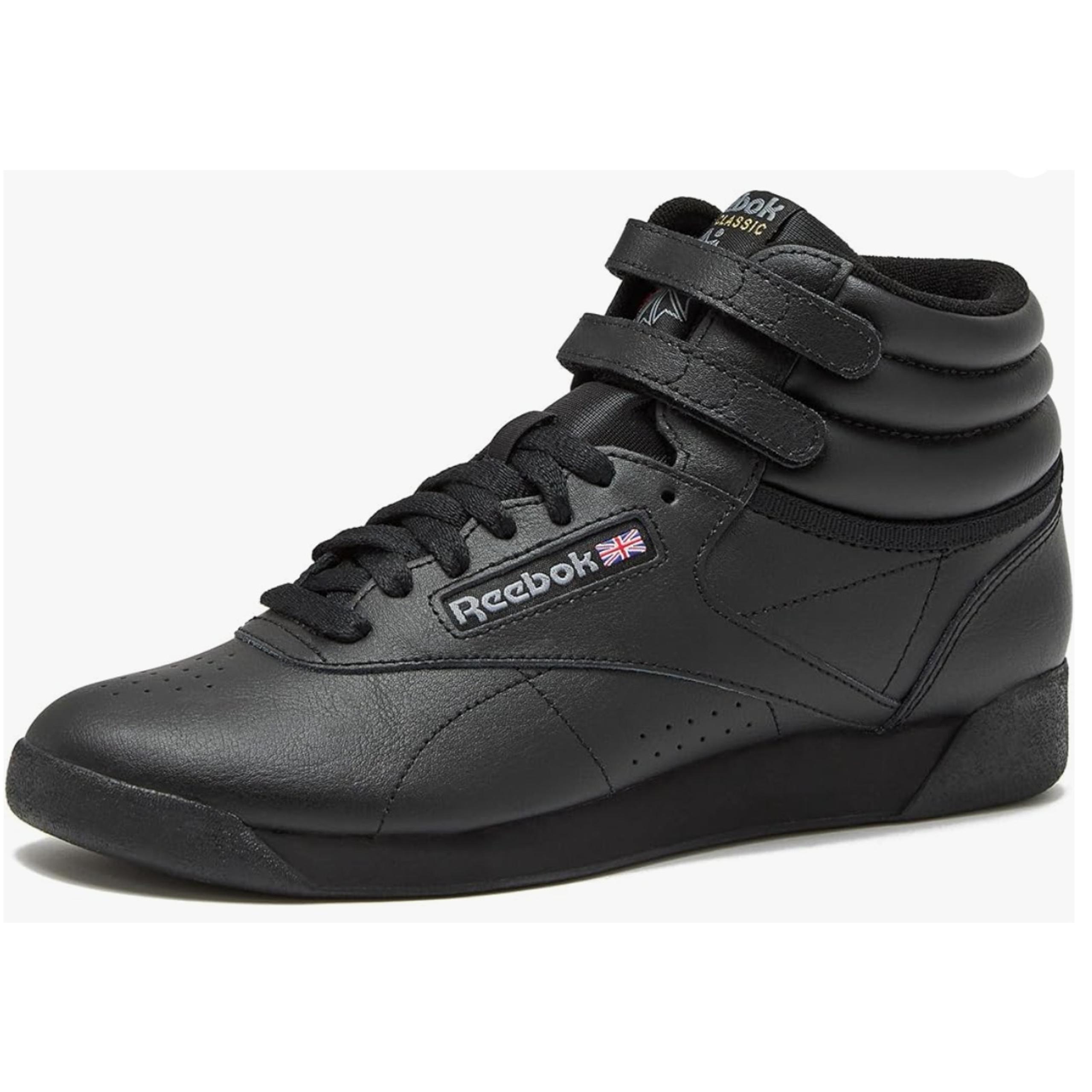 Reebok Freestyle Hi High Top Sneakers for Women, Black Shoes, 9