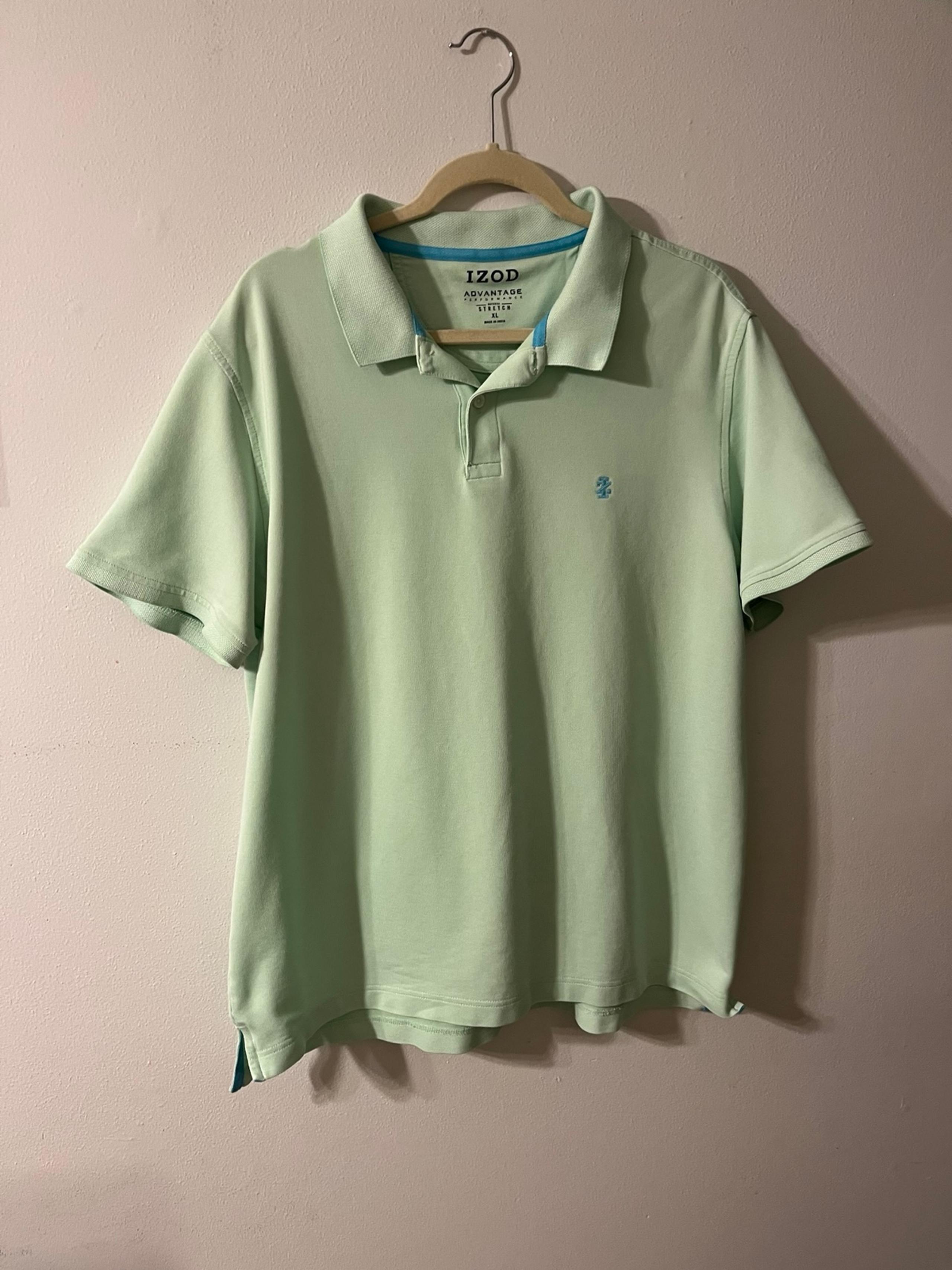Men’s Izod Advantage Performance natural stretch mint green XL polo shirt