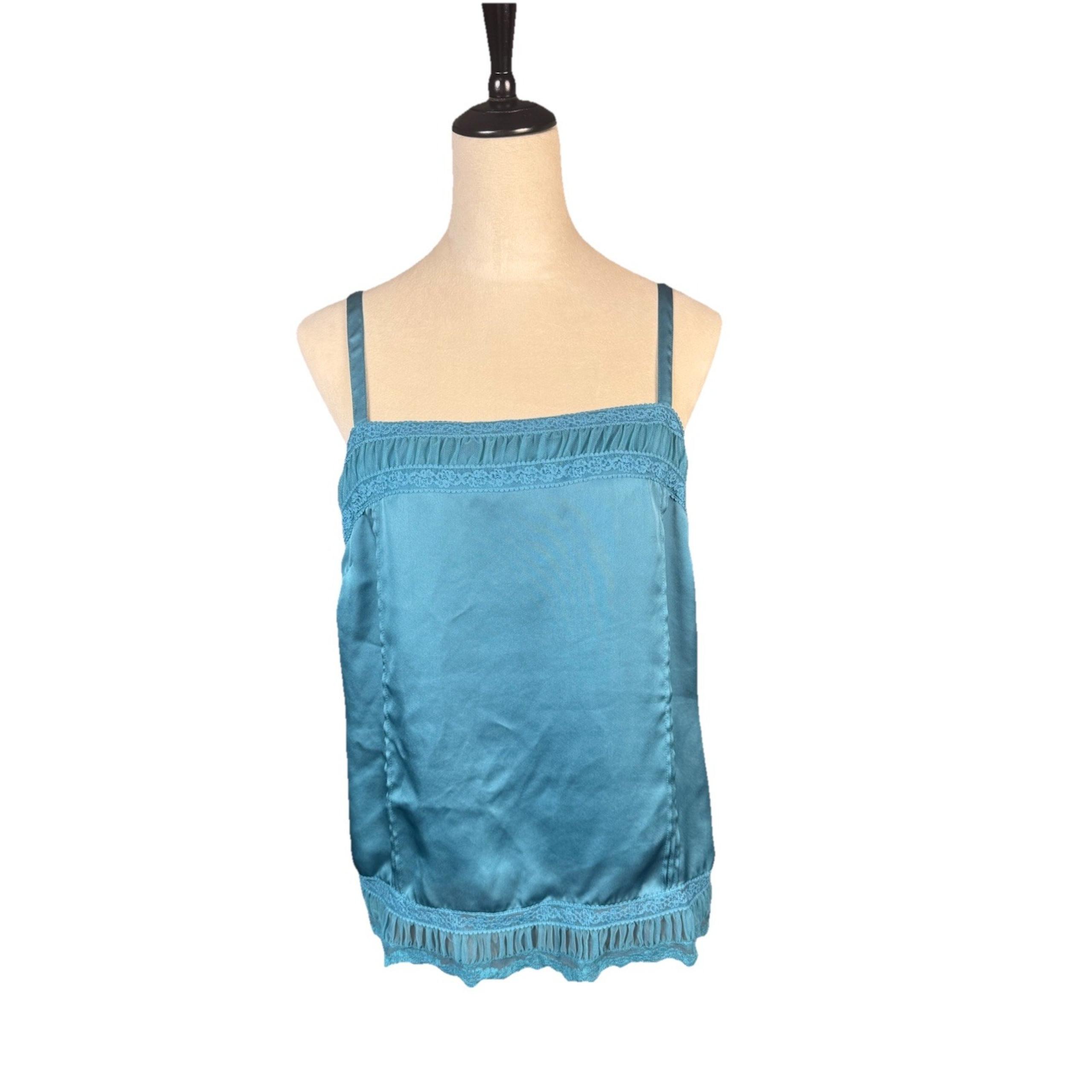 Womens 14 Silky Cami Camisole Teal Lace Y2K Style - Ann Taylor LOFT