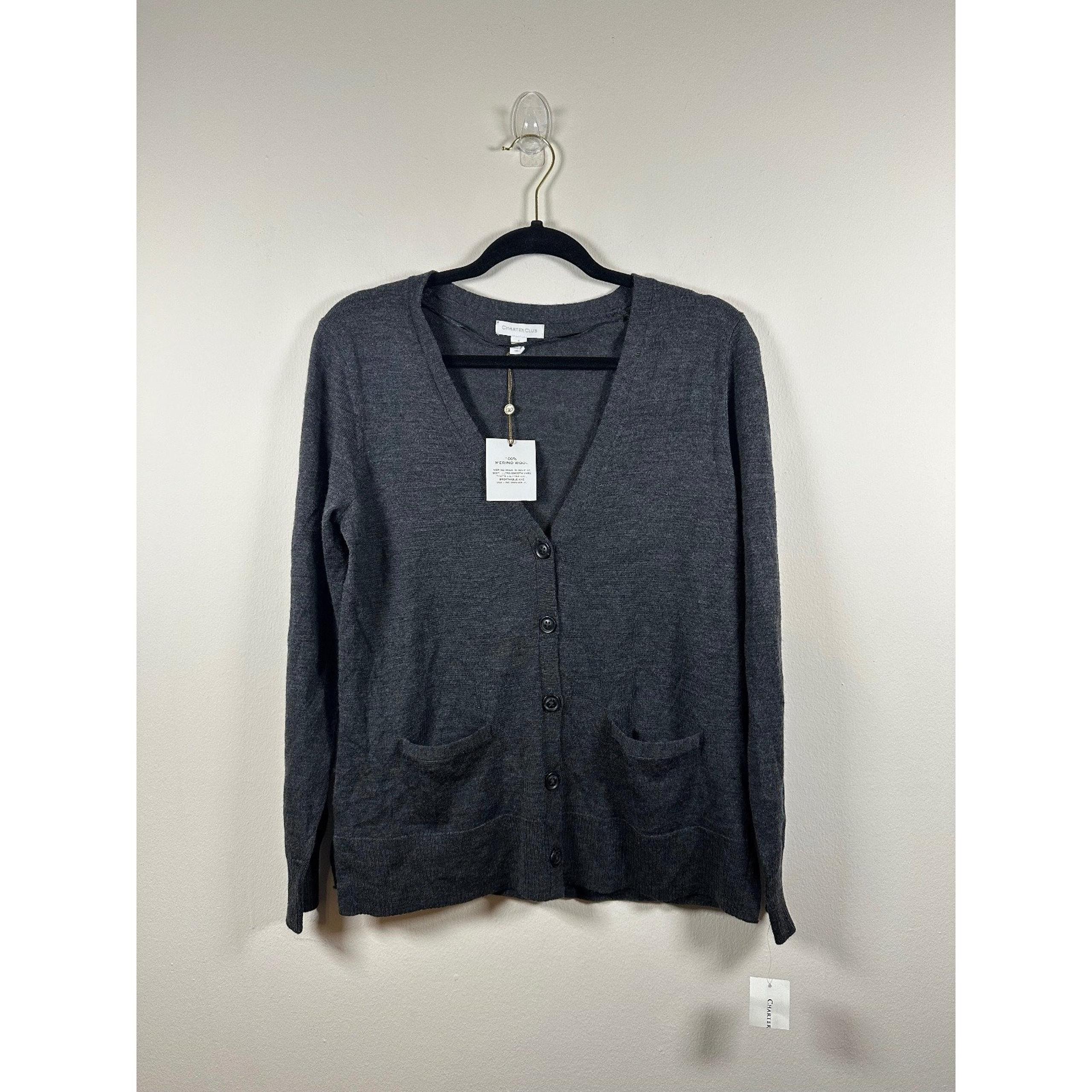 Charter Club Women's 100% Merino Wool Button Up Cardigan Size S