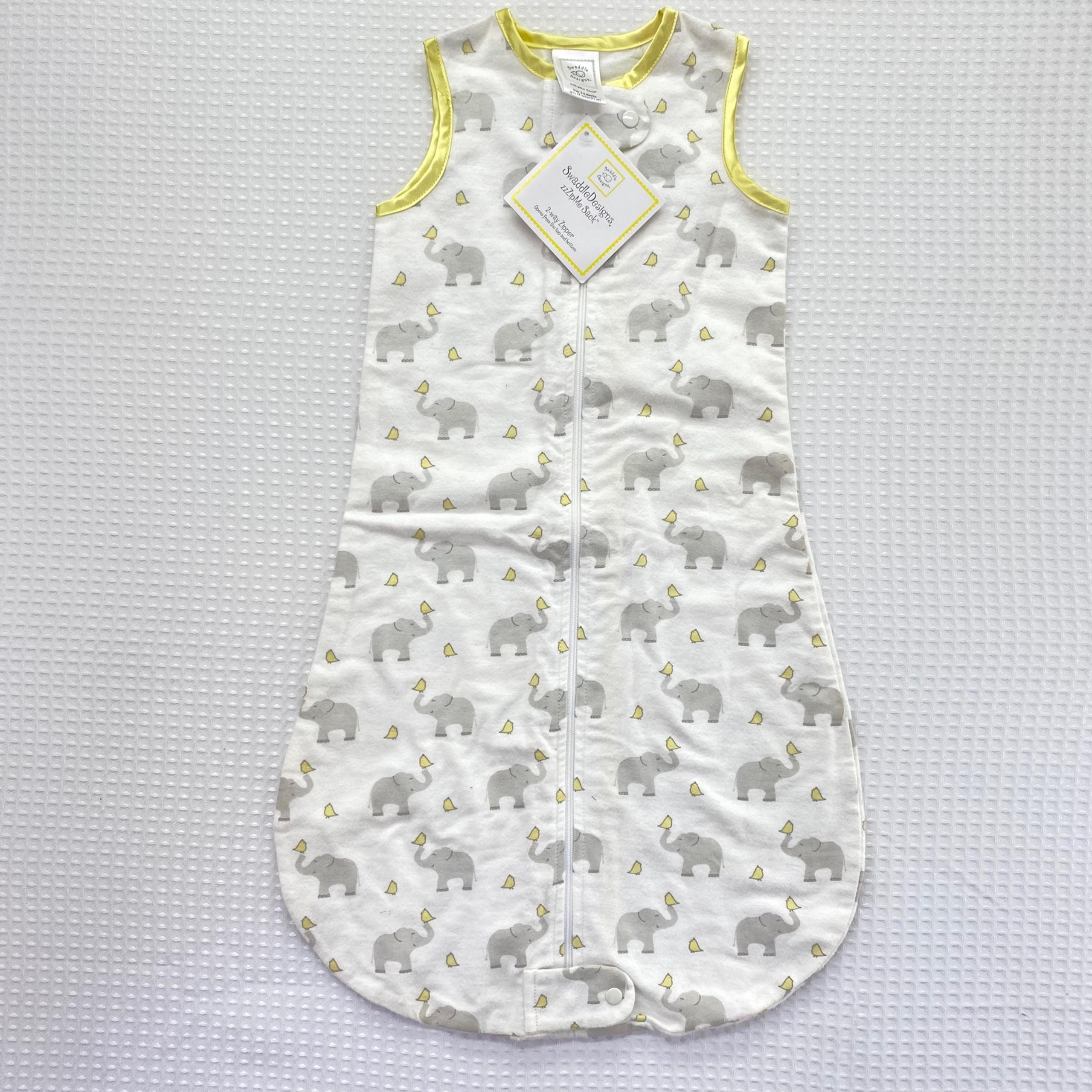 Swaddle Design Cotton Flannel Sack - Elephant & Chickies, Pastel Yellow  3-6m