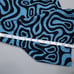 Hreski Blue With Black Lines Golf Shorts Chino Stretch Lightweight Preppy 34