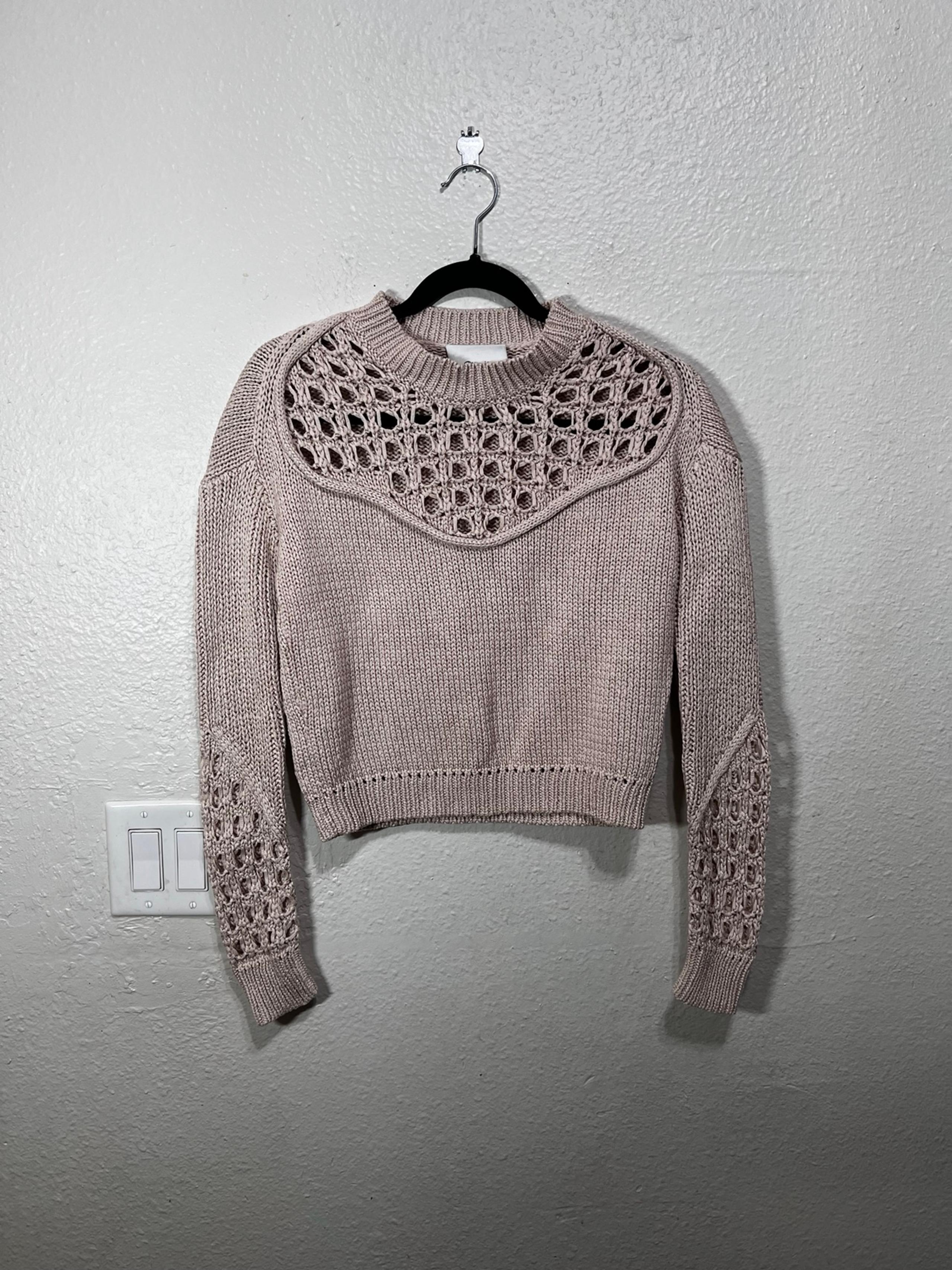 3.1 Phillip Lim Women's Crochet Knit Crewneck Pullover Sweater Beige Size XS