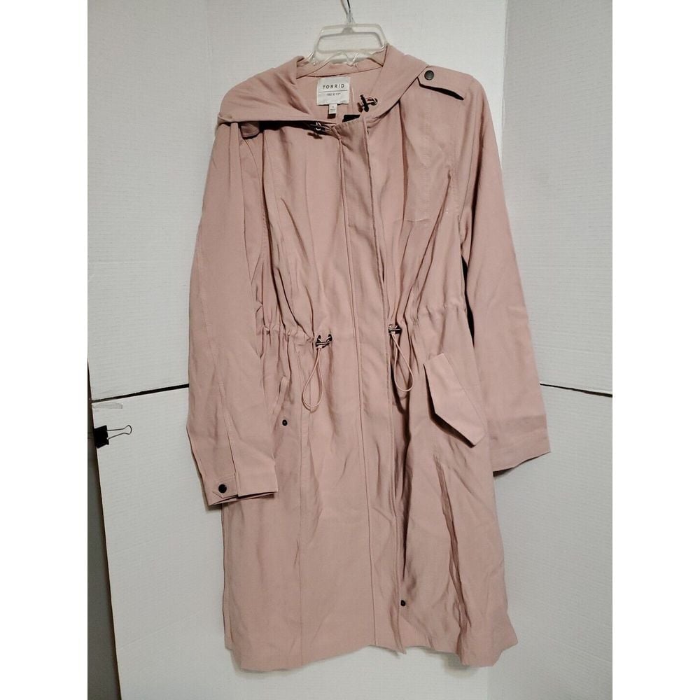 Torrid Twill Parka Trench Full-Zip Lightweight Coat Jacket Sz 1 Mauve Dusty Pink