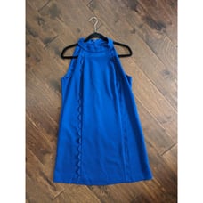 Vince Camuto Dress HALTER Scalloped Sleeveless ROYAL BLUE Size 12