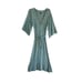 Stacia maxi belted spun rayon variated green and blue dress size medium