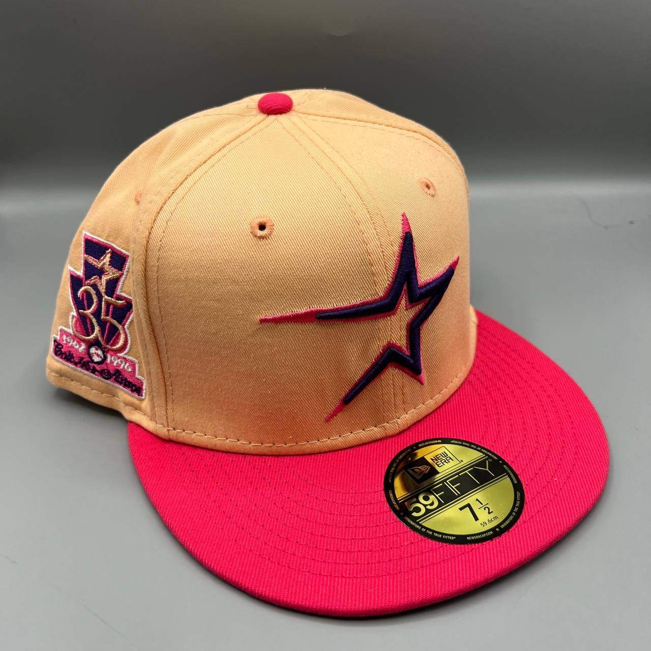 Houston Astros Hat Men 7 1/2 Pink Purple 59Fifty New Era MLB Fitted Cap