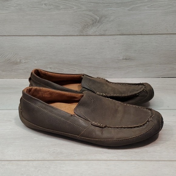 Olukai Mens Akepa Moc Leather Loafer Slip on shoes sz 11.5