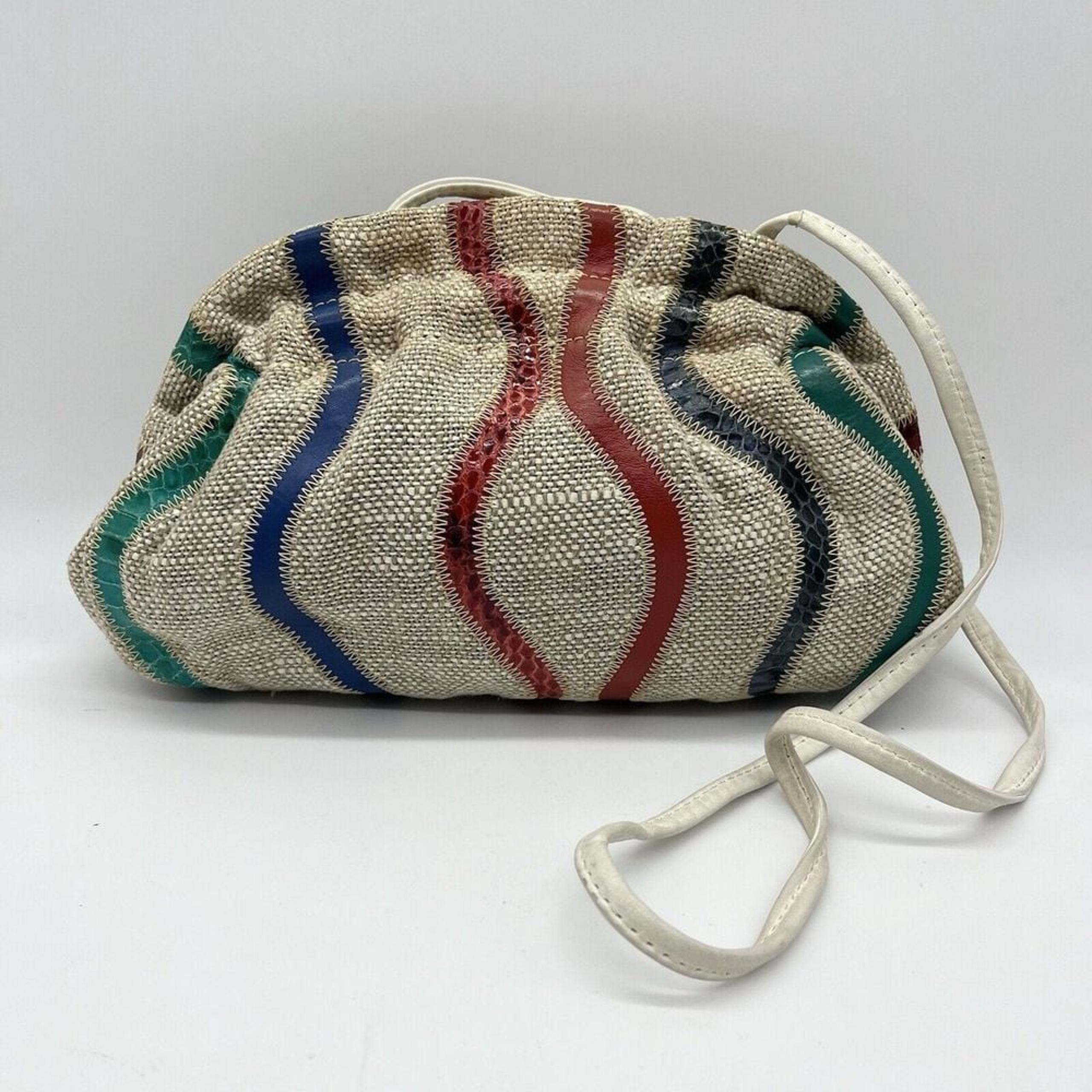 Vintage 7 Seven Handbags By Dimitri Rainbow Snakeskin Leather Purse Clutch