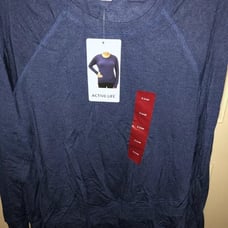 Blue Solid Sweatshirt XL 74 Tunic Extra Large Long Sleeves New