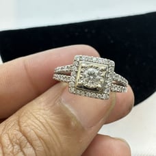 10k White Gold .35 ctw Diamond Halo Ring Size 5