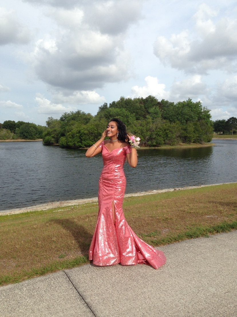 PINK SEQUIN MERMAID PROM DRESS