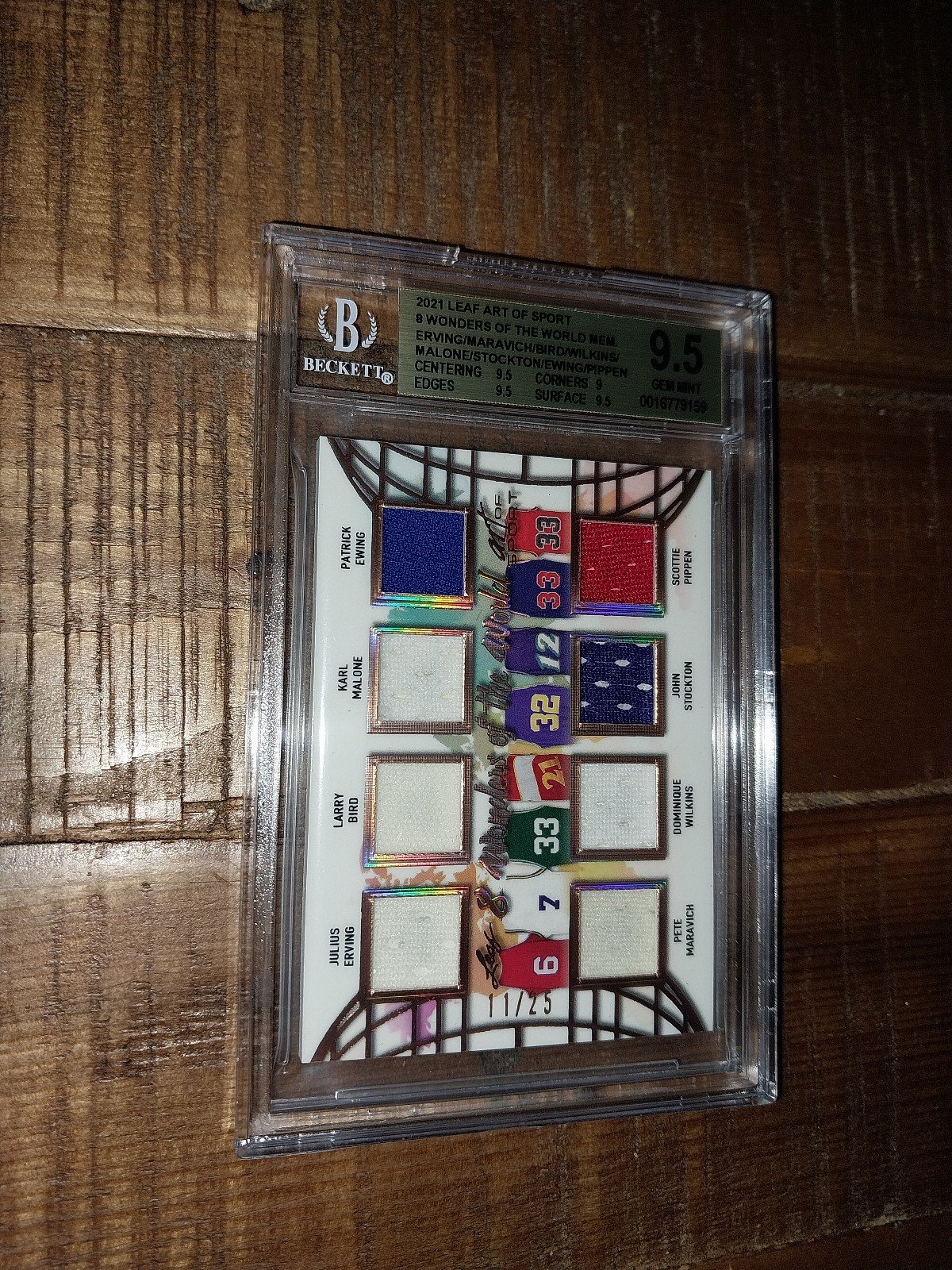 Wonders of the World 8 Game Used Patch Pippen, Stockton, Malone, Pete, Bird, etc