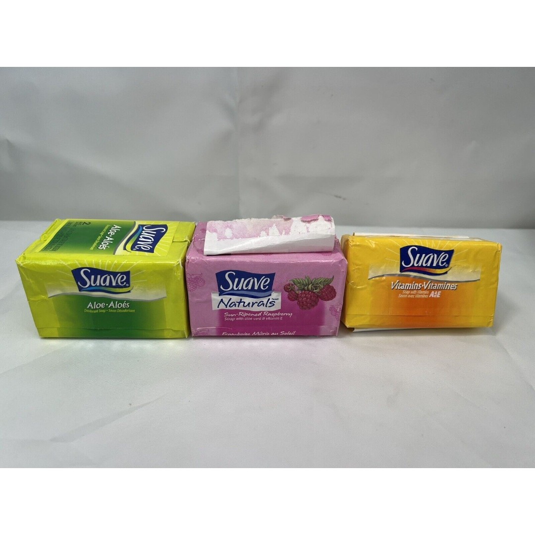 5 Vtg NOS Suave Bar Soap 2 Raspberry 2 Aloe 1 Vitamins New RARE Discontinued
