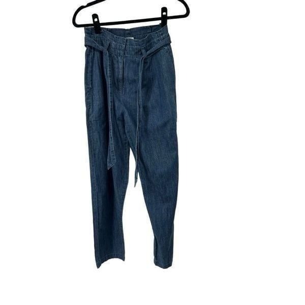 J. Crew Paper Bag Waist Dark Chambray Blue Sz 00 Women’s Cotton Hemp Blend NWT