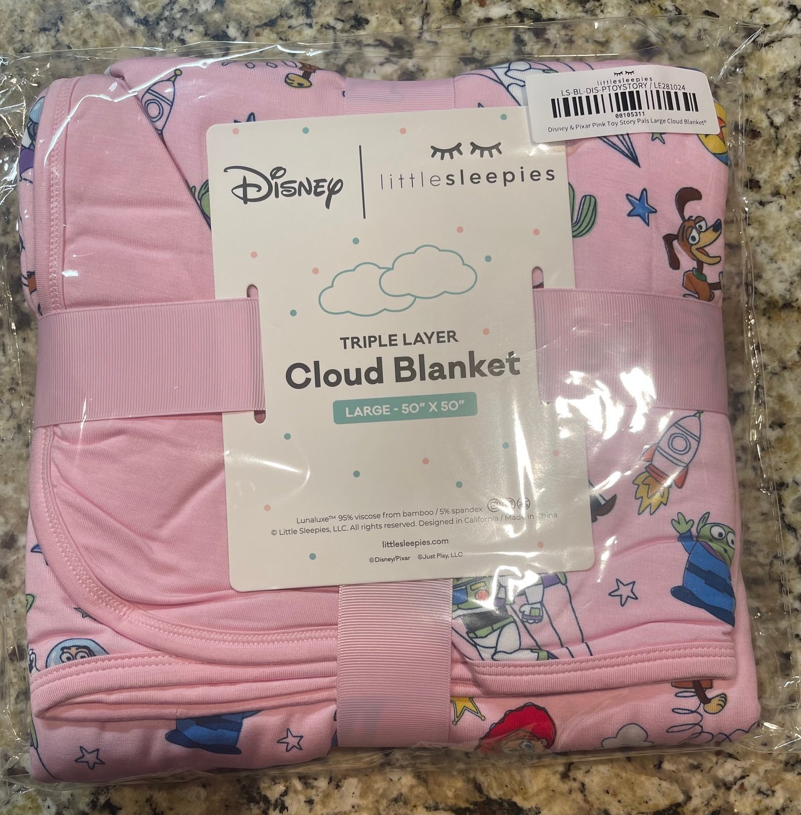 Little Sleepies Disney & Pixar Pink Toy Story Large Cloud Blanket NIB NEW