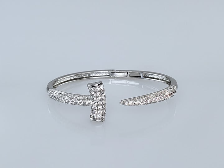 14K White Gold Womens 2ct Diamond Bangle Bracelet 14 K Sterling Silver Jewelry