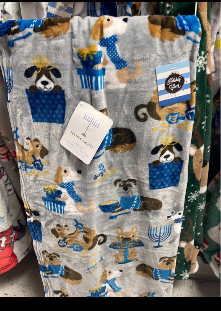 Hanukkah Dogs Oversized Blanket