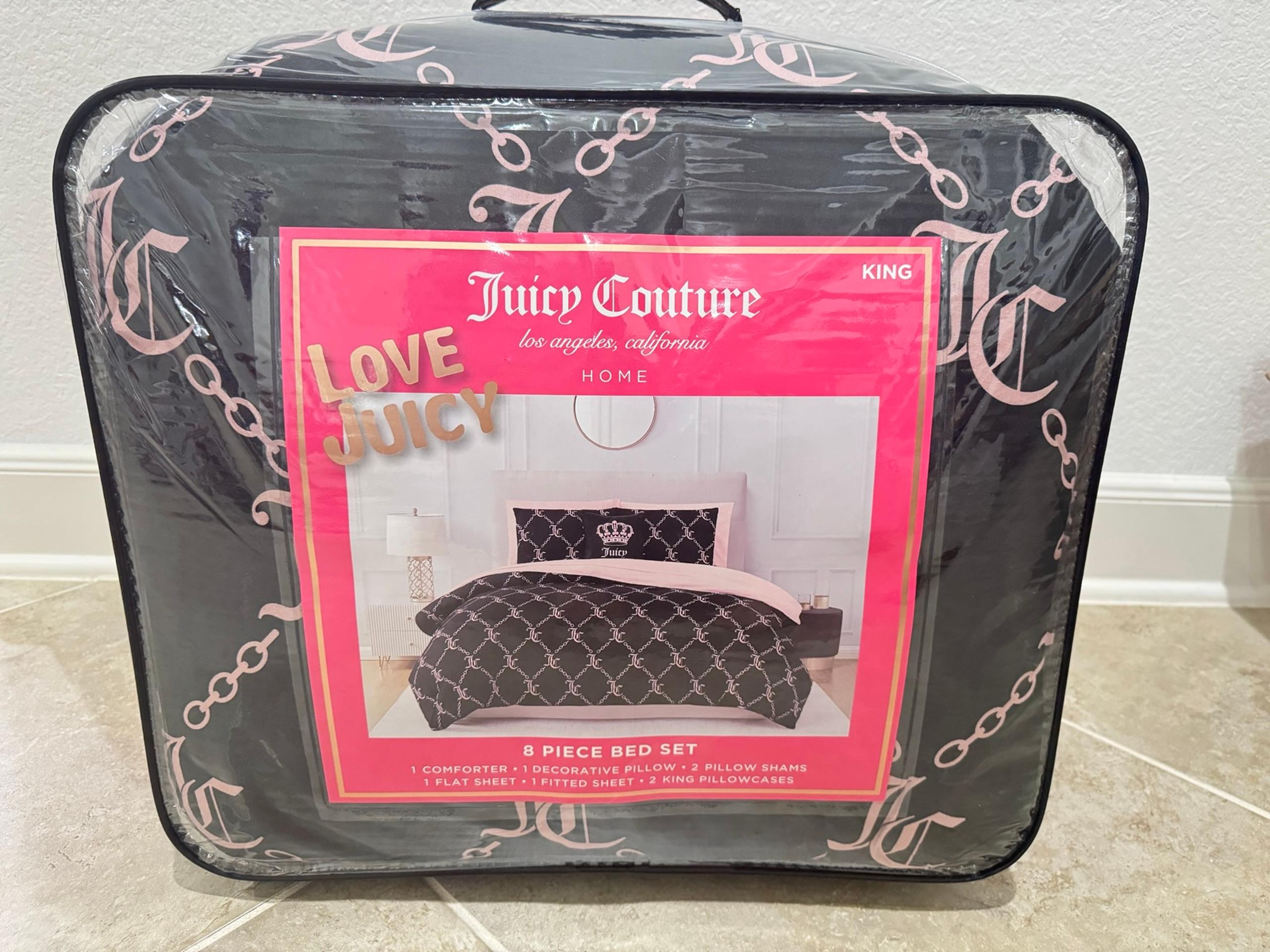 JUICYCOUTURE 8 PIECE BED SET BLACK PINK  CROWN  JUICY COUTURE king size