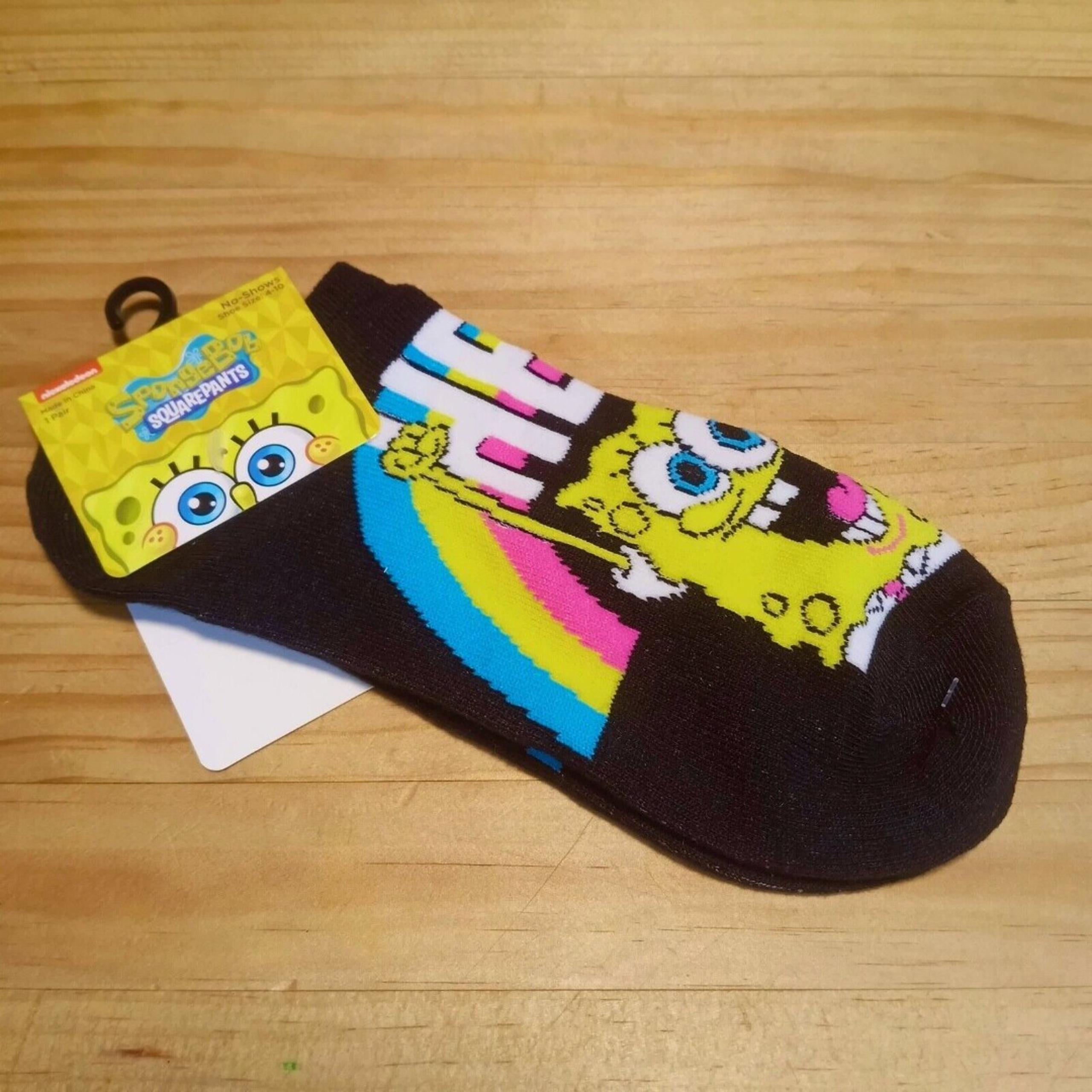 Sponge Bob Squarepants Socks Rainbow HEY Nickelodeon 1 Pair No Show Shoe 4-10
