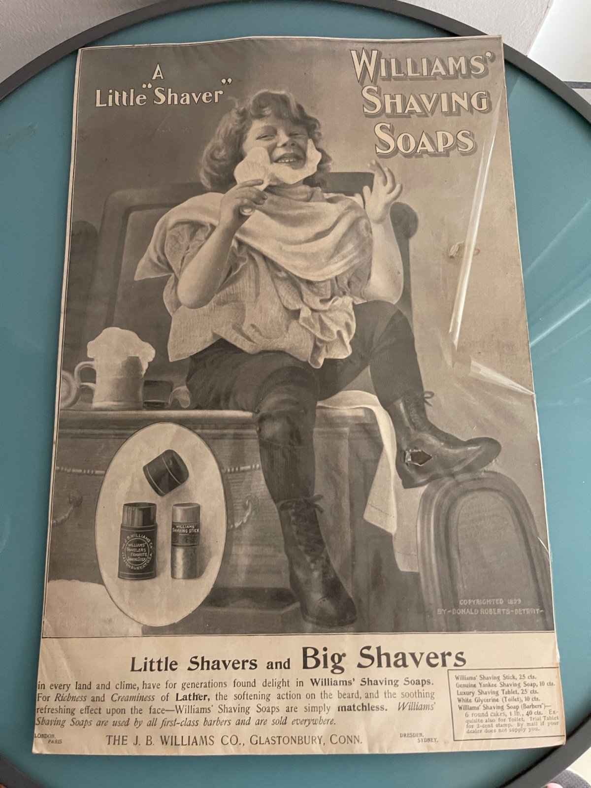 J.B. Williams Shaving Soaps Antique Advertisement December 1899