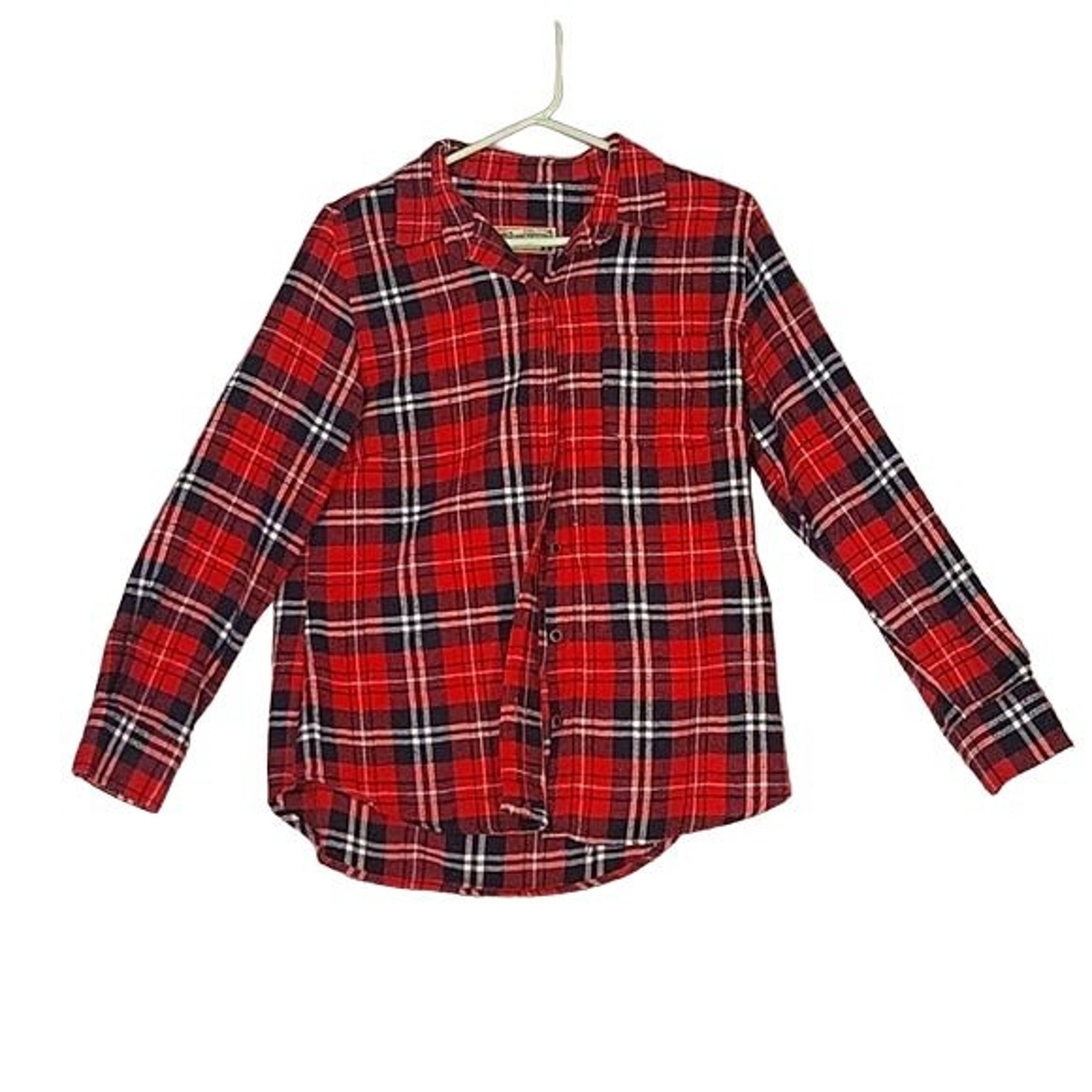 Jachs Girlfriend Flannel Shirt Plaid Long Sleeve Button Down Red Large