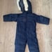 Baby Gap Hooded snowsuit 3-6 months baby boy girl blue Full Zip fleece lined