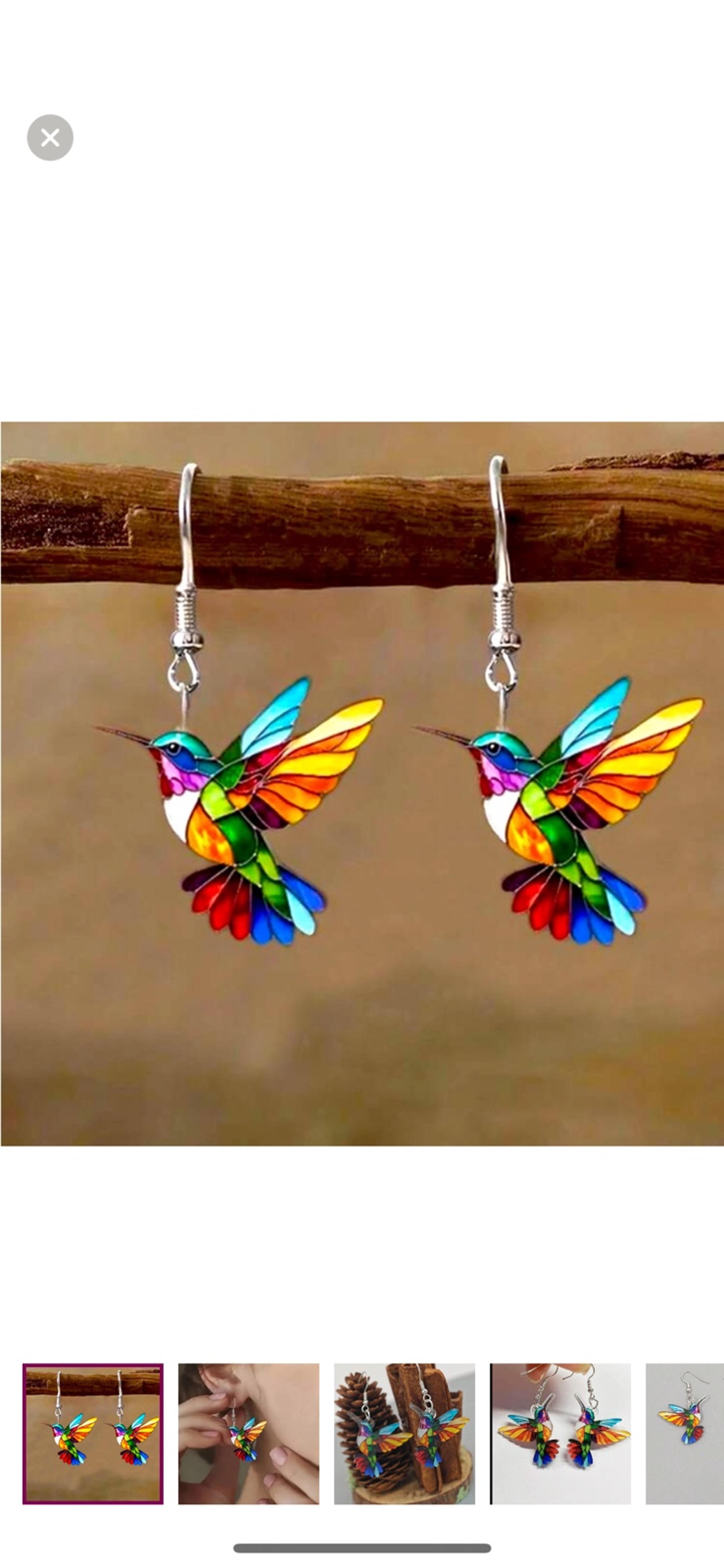 Hummingbird mosaic acrylic earrings set nwt