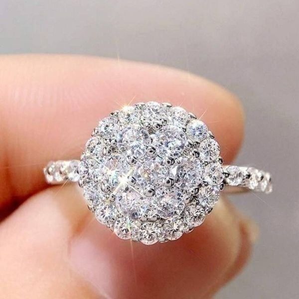 Sparkling 925 Silver Plated Infinity Ring with Micro Paved Round Zirconia Size 7