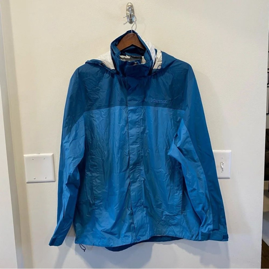 Marmot Men's PreCip Eco Jacket raincoat size XL waterproof blue hood
