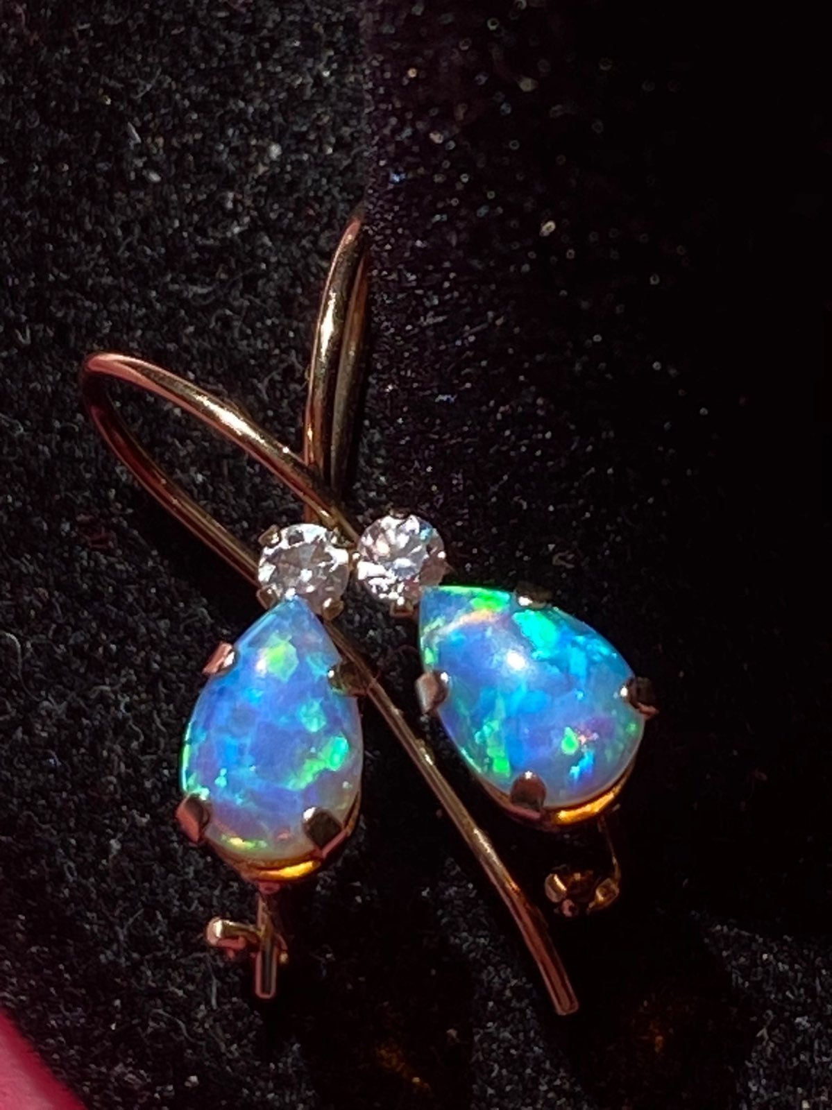 Vintage 10k Drop Opal Earrings