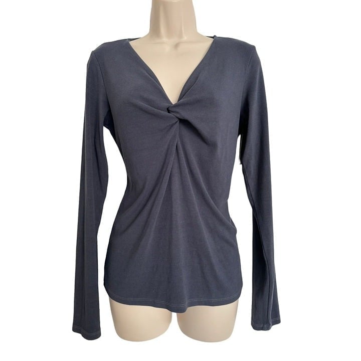 Velvet Size XL Slate Blue Ribbed Bandio Copen Top Knot V Neck NWT