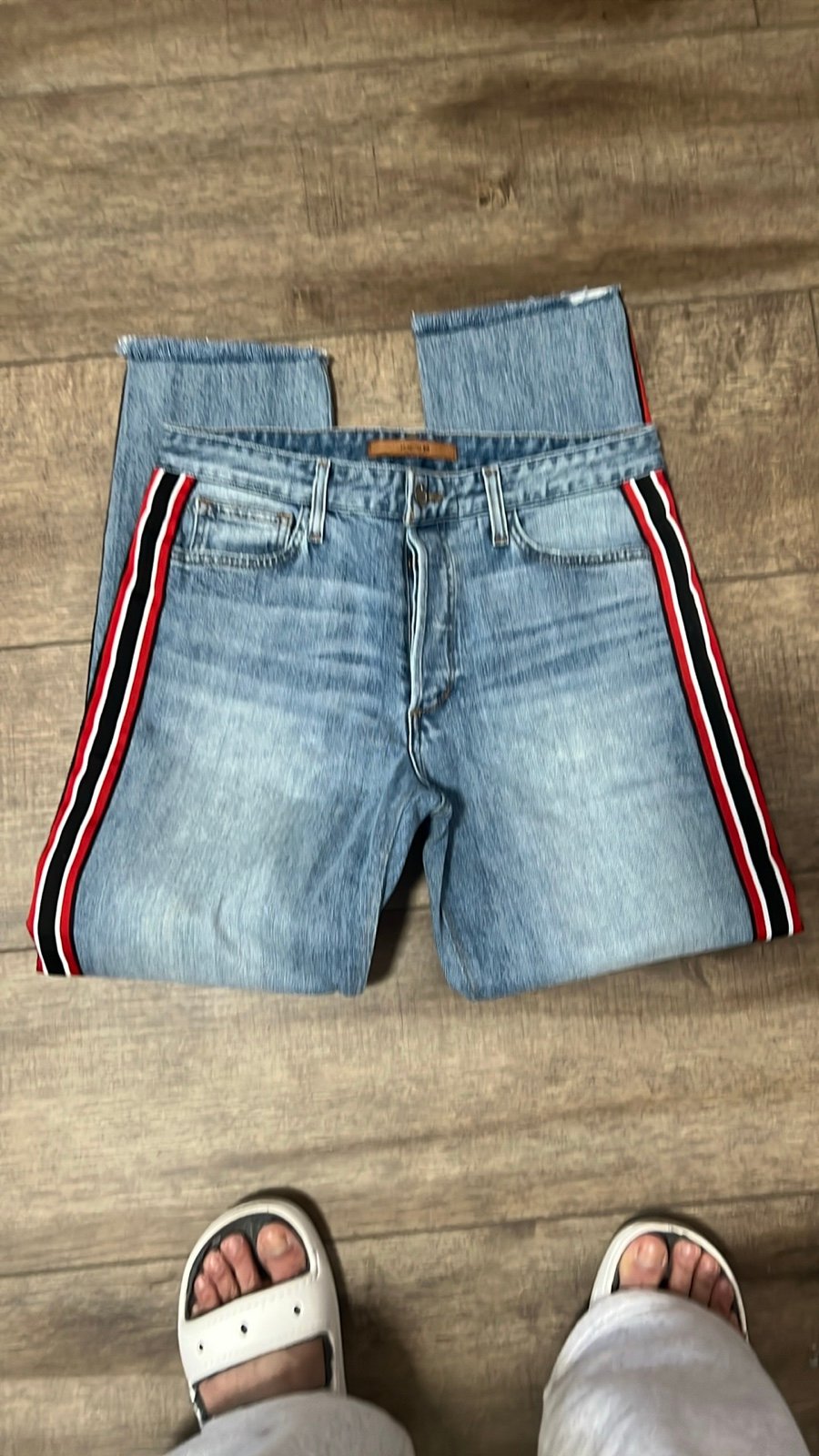 Joe's Denim Jeans with Red and Black Stripes 29