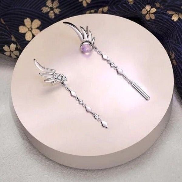 Silver Feather Dangle Trendy Earrings