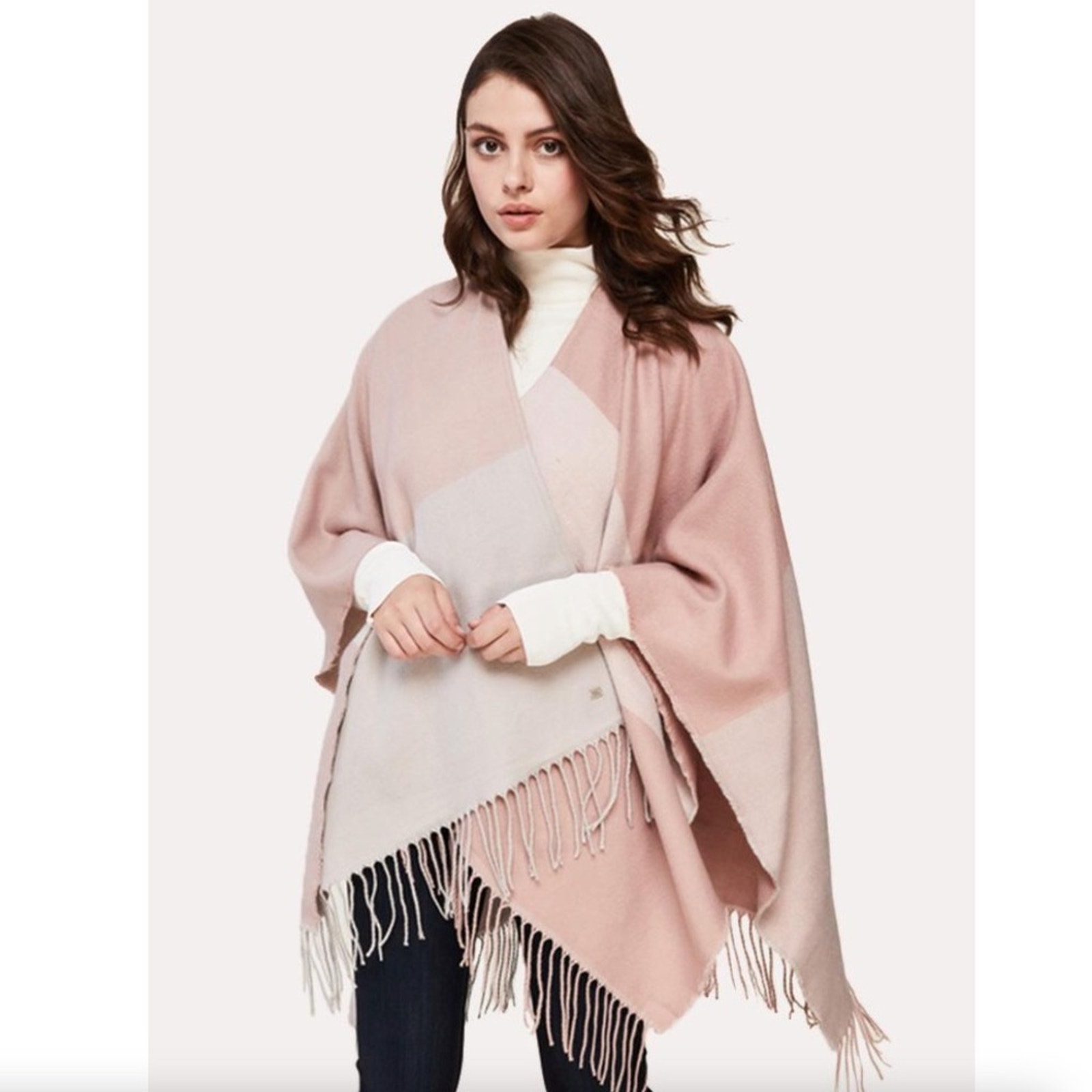 Soia & Kyo Yadira Fringe Poncho Pink Tan One Size