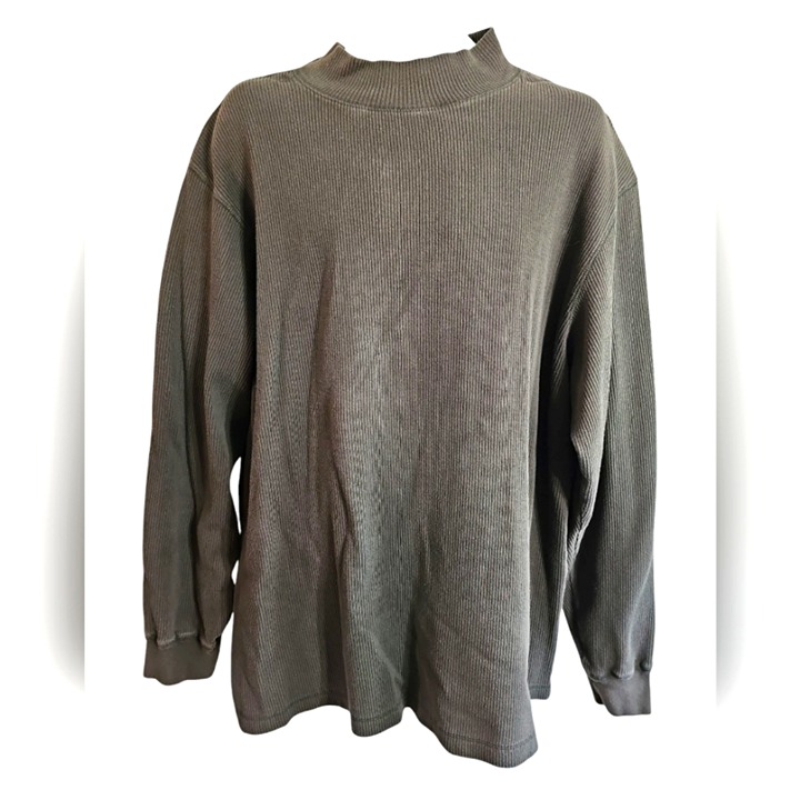 American Eagle Men X-Large Olive Green Mock Neck Ribbed Classic Y2K 90s Sweater