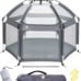 Pop 'N Go Baby Playpen for Babies & Toddlers w/ Canopy & Travel Bag, Anchor Grey