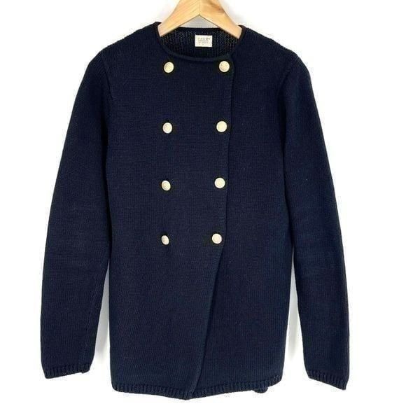 PAUW Amsterdam Sweater Size 1 Womens Small Navy Double Breasted Gold Button Knit