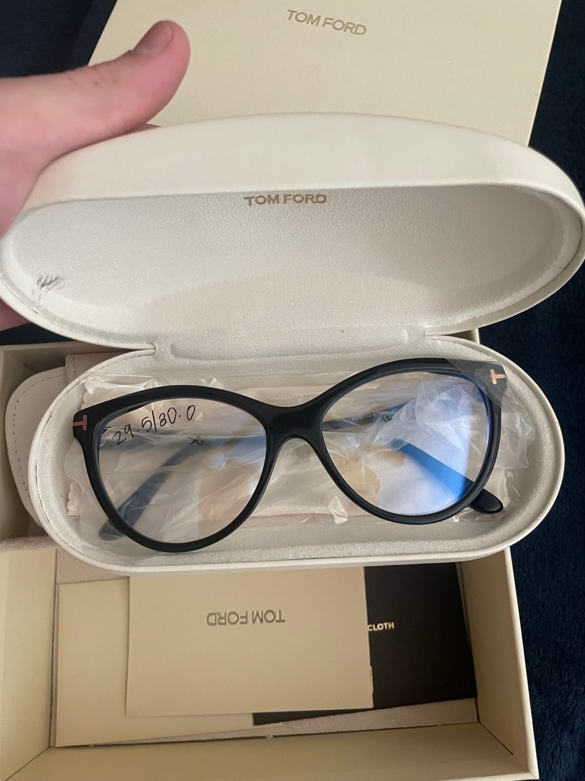 Tom Ford glasses with snap on sunglasses attachment