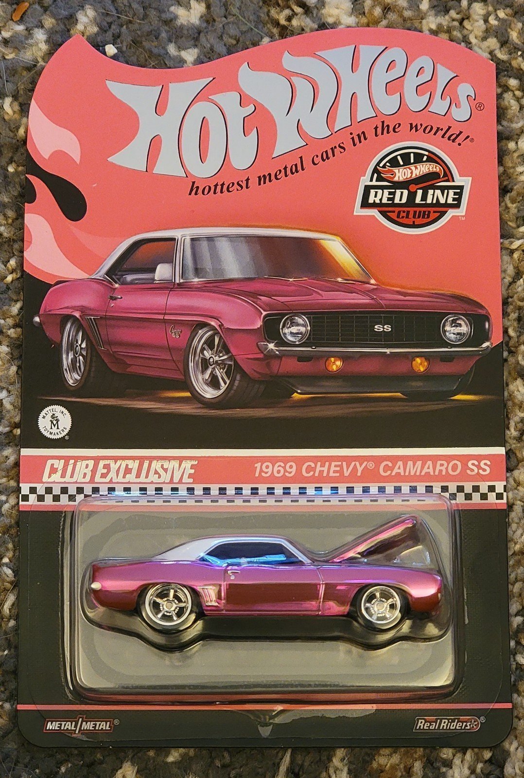 Hot Wheels Red Line Club 1969 Chevrolet Camaro SS in Spectraflame Party Pink.