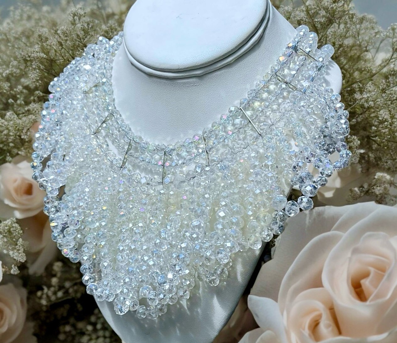 HEAVY & Unique Vintage Crystal Necklace