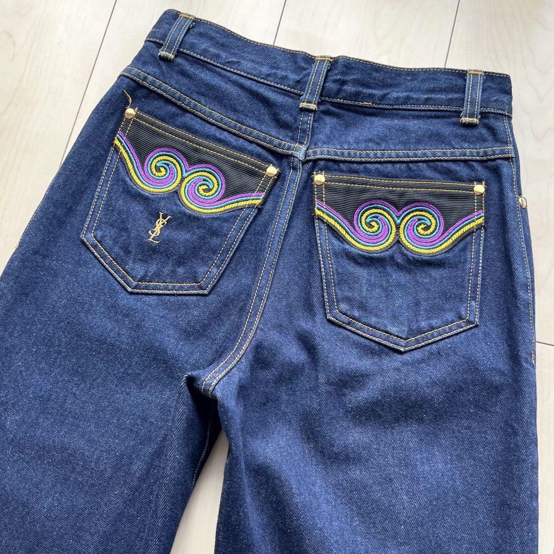 90s YSL イヴサンローラン ロゴ刺繍 デニムパンツ 36 - メルカリ