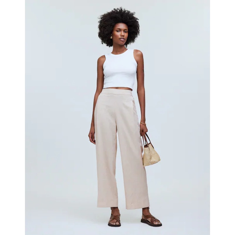 Madewell Petite Pull-On Straight Crop Pants in Linen Blend P2