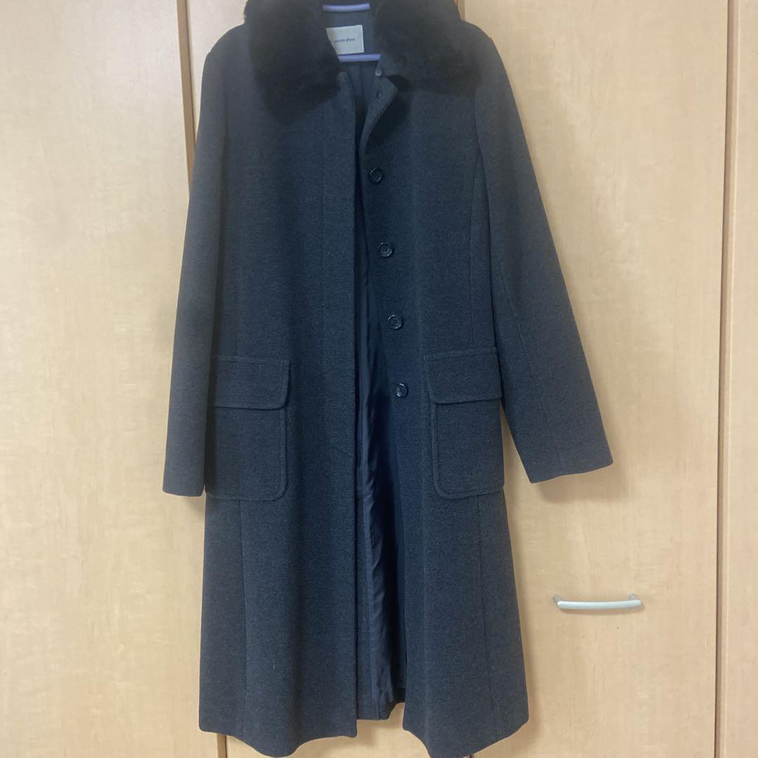 Excellent condition♪ payton place Grey long coat with fur Size 9