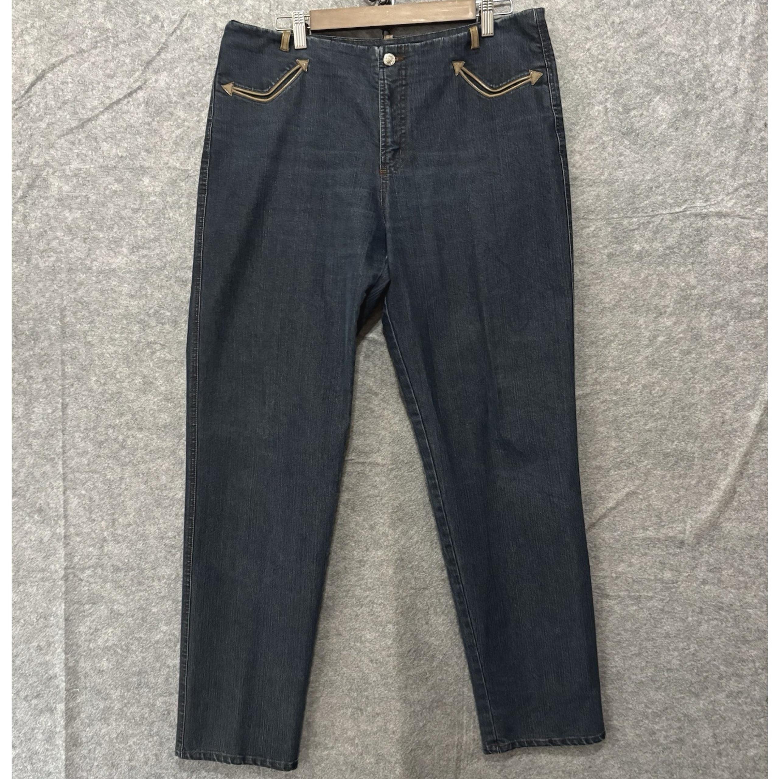 Vintage Rockies Bareback Jeans Womens 33/15 (34x33) Blue Leather Accent Cowgirl