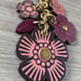 Coach Tea Rose Floral Mix Cluster Charm Brass / Taffy