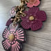 Coach Tea Rose Floral Mix Cluster Charm Brass / Taffy